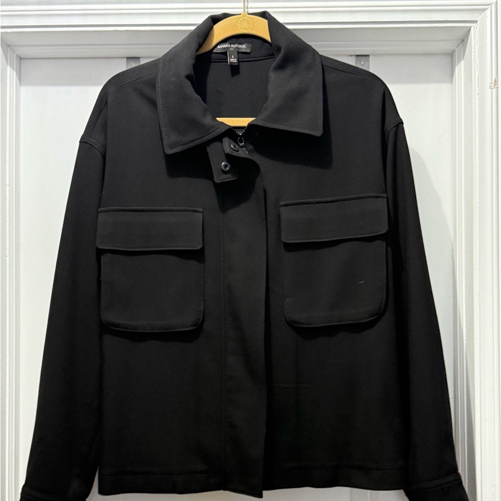 Banana Republic Black Lightweight Shirt Jacket Professional Design